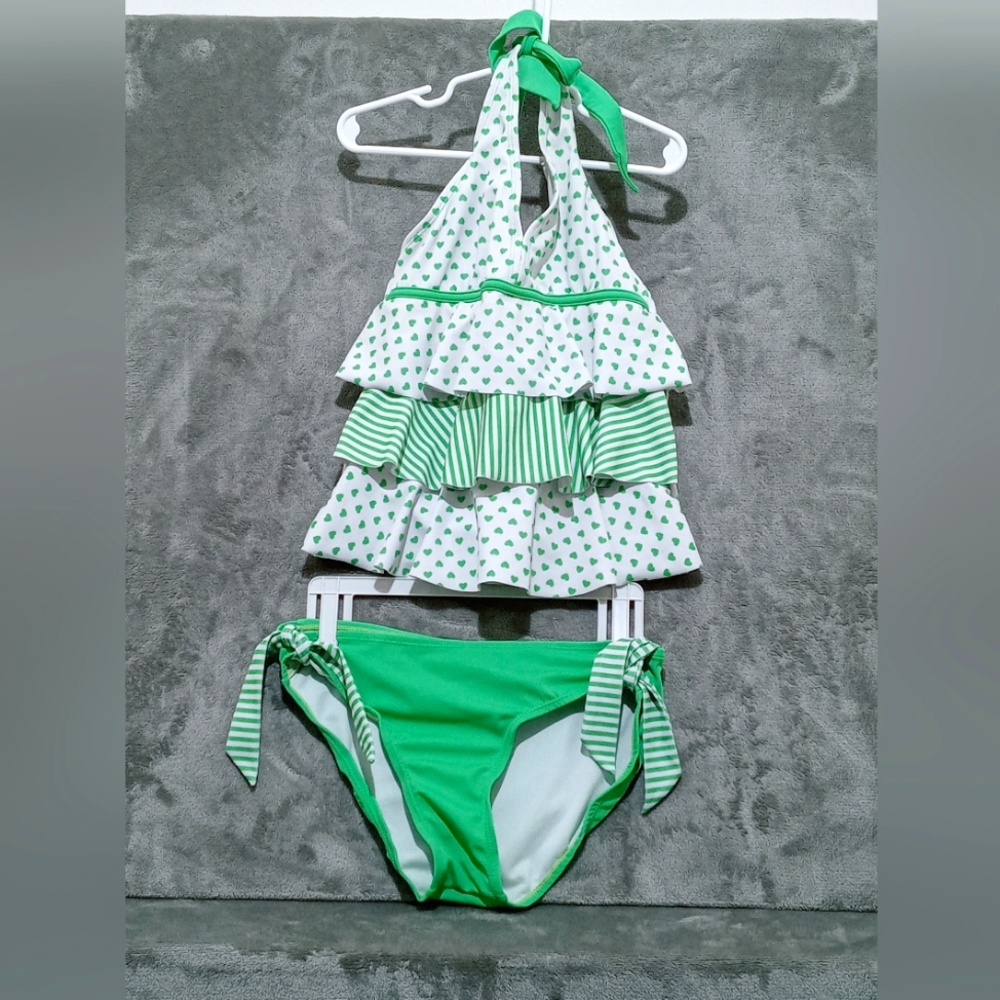 2 PIIECE BATHING SUIT WITH RUFFLE LAYER